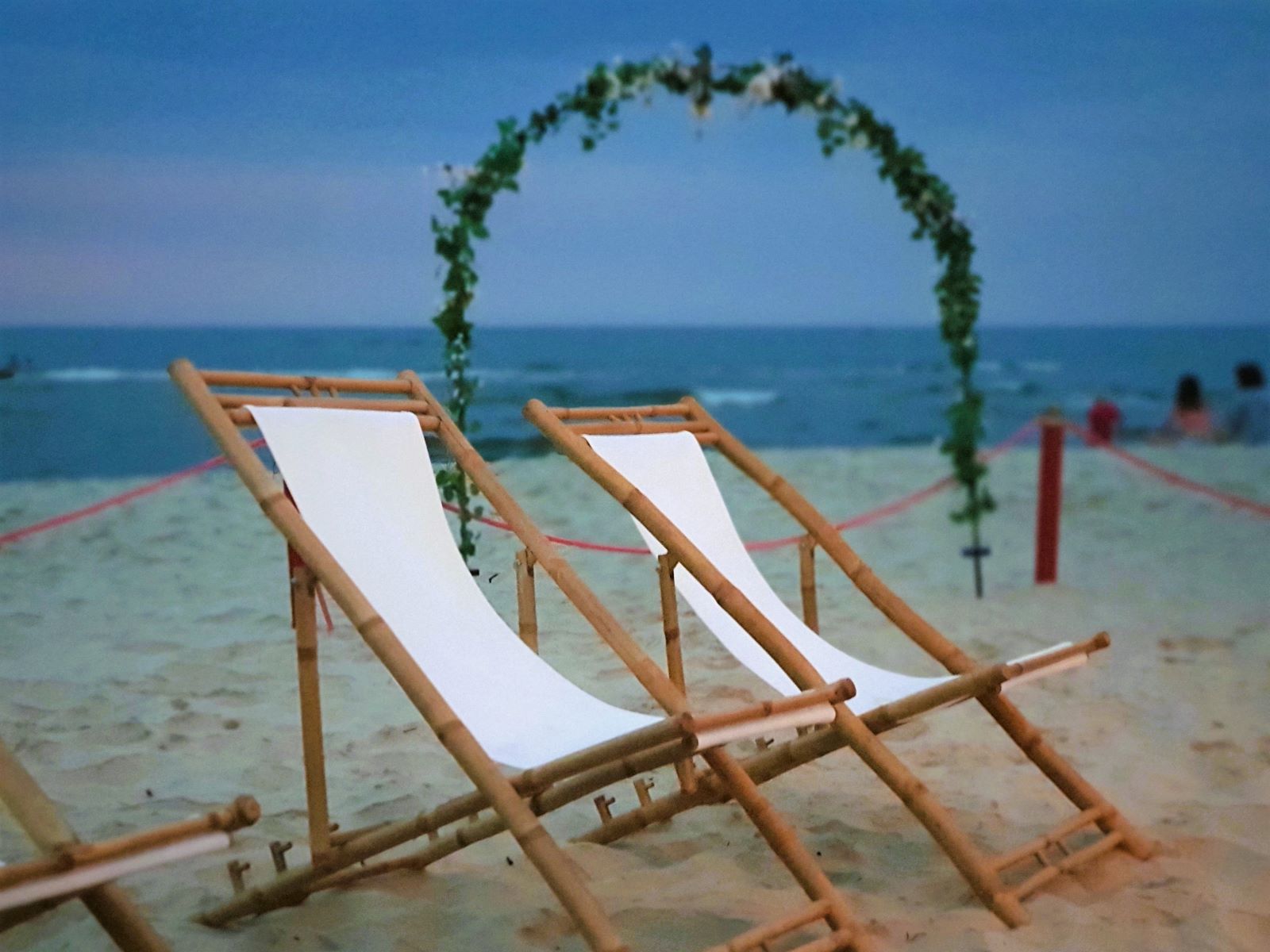 Liegestuhl Bambus - weiß ∗ No.3